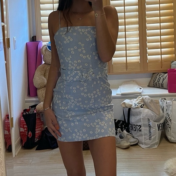 Zara floral print linen mini dress - Picture 3 of 8